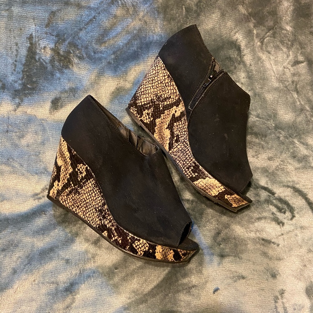 Black Snakeskin Booties